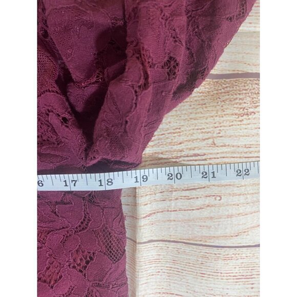 Lulu's Women's Burgandy Lace Bell Sleeve Long Sleeve Dress - Medium - Picture 9 of 16